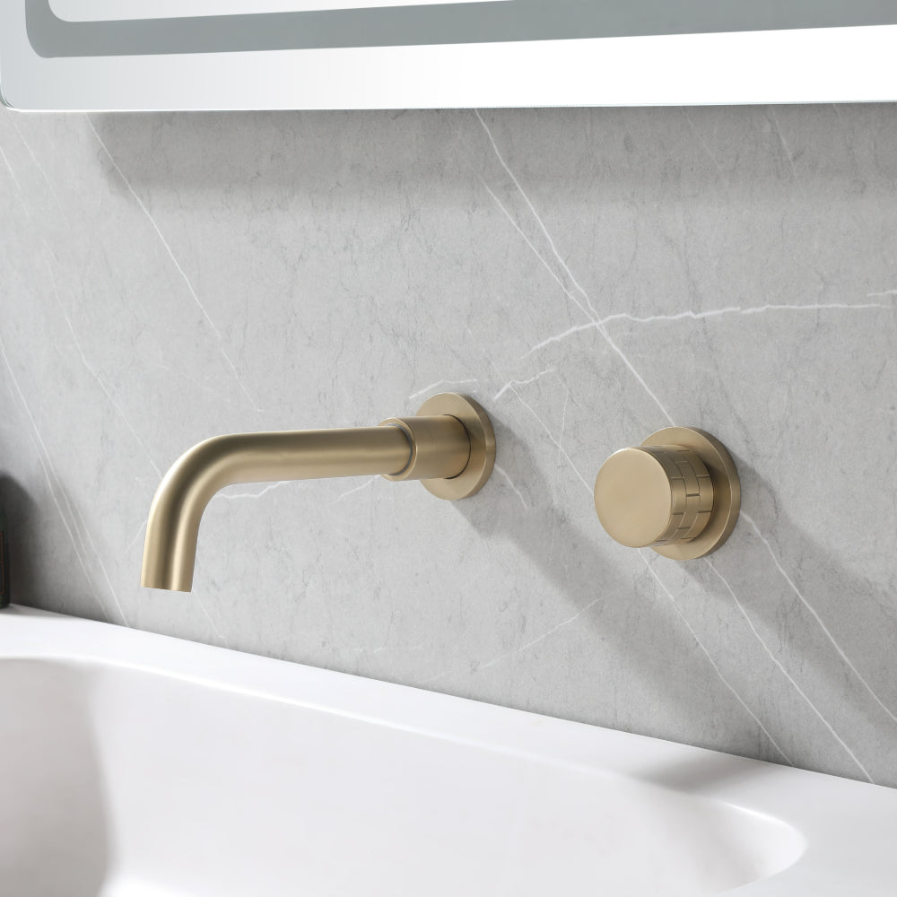 Chrome Wall-Mounted Bathroom Faucet with Single Lever and Swivel Spout