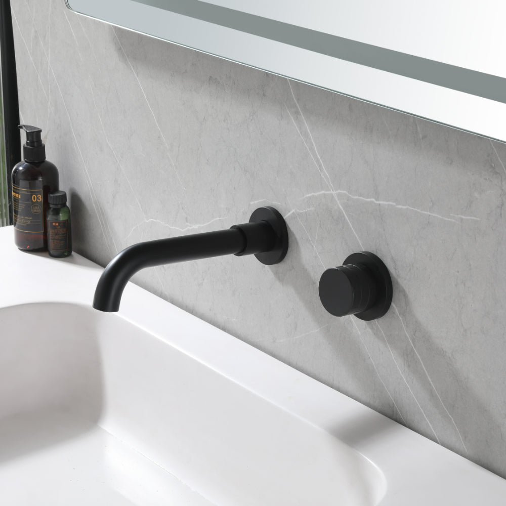 Chrome Wall-Mounted Bathroom Faucet with Single Lever and Swivel Spout