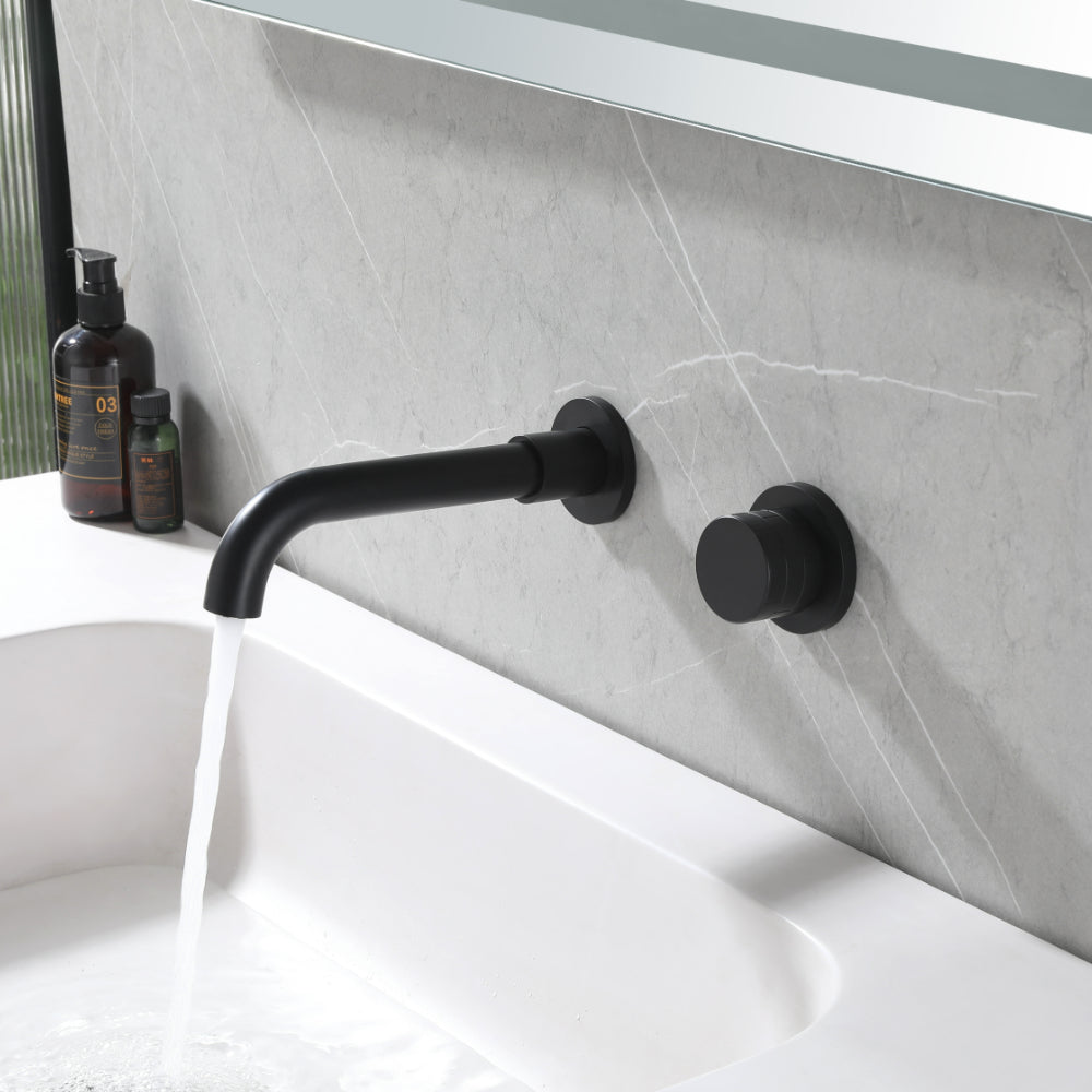 Chrome Wall-Mounted Bathroom Faucet with Single Lever and Swivel Spout