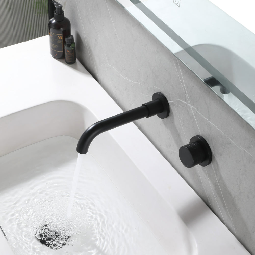 Chrome Wall-Mounted Bathroom Faucet with Single Lever and Swivel Spout