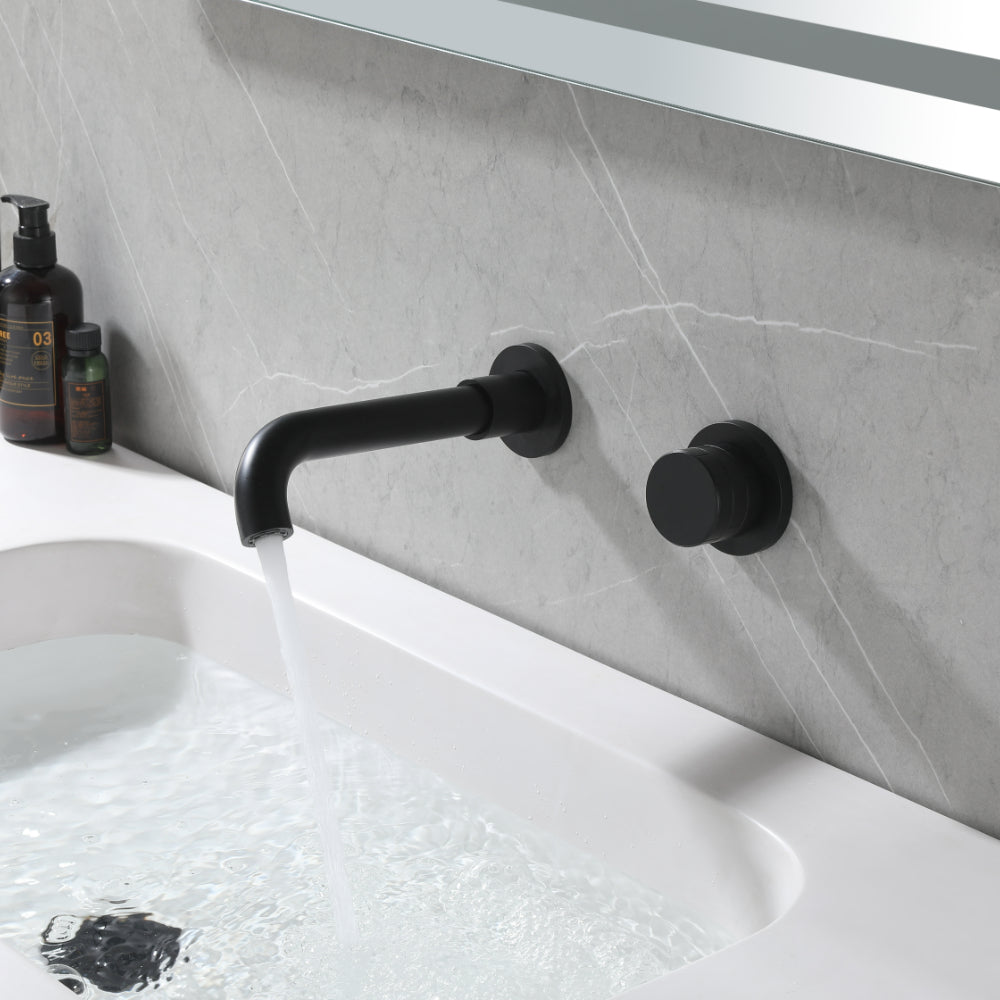 Chrome Wall-Mounted Bathroom Faucet with Single Lever and Swivel Spout