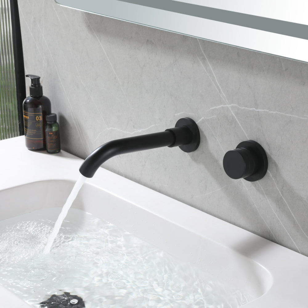 Chrome Wall-Mounted Bathroom Faucet with Single Lever and Swivel Spout