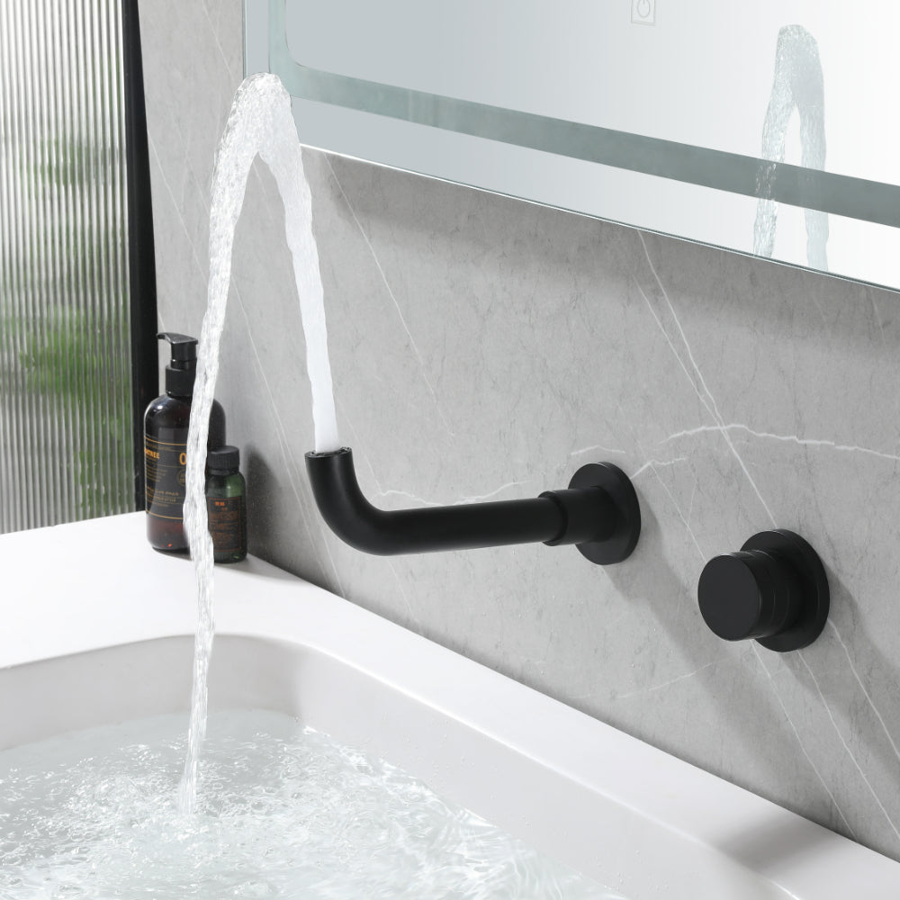 Chrome Wall-Mounted Bathroom Faucet with Single Lever and Swivel Spout