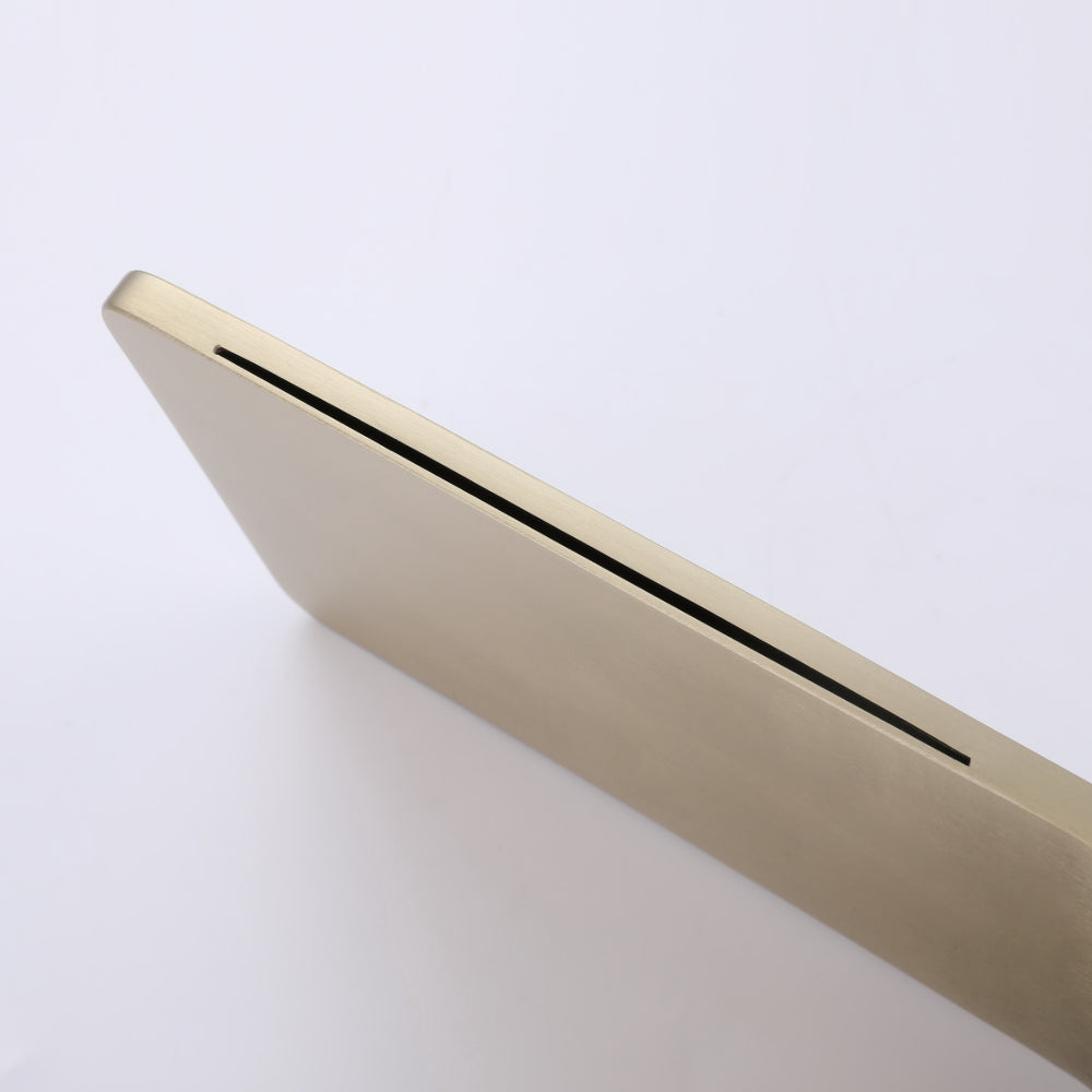 Brushed Gold Stainless Steel Waterfall Bathroom Faucet Featuring Storage Panel