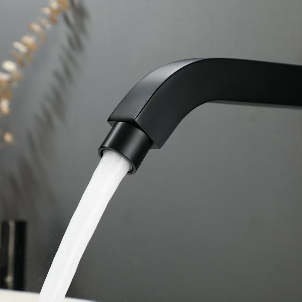Modern Brass Wall-Mount Sink Faucet with Single-Handle, Matte Black Finish
