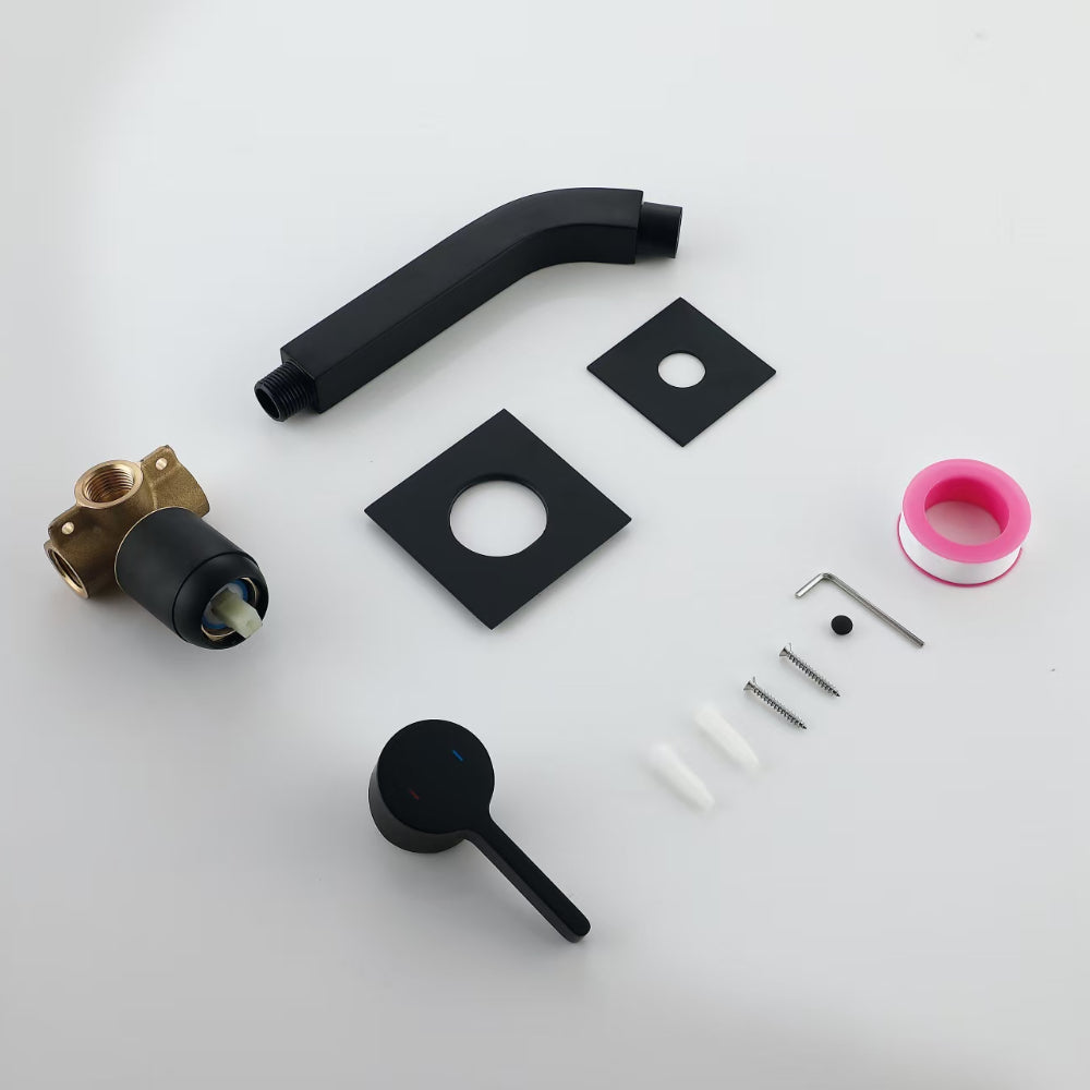 Modern Brass Wall-Mount Sink Faucet with Single-Handle, Matte Black Finish