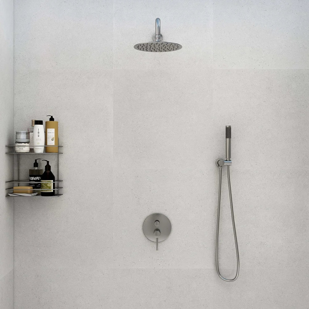 10" Wall-Mounted Rain Shower Set with Handheld Spray, Solid Brass Construction