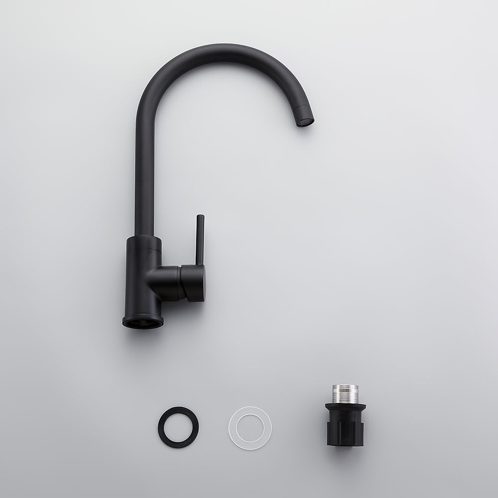 Black High Arc Kitchen Faucet with Single Handle, Stainless Steel, Single Hole Design