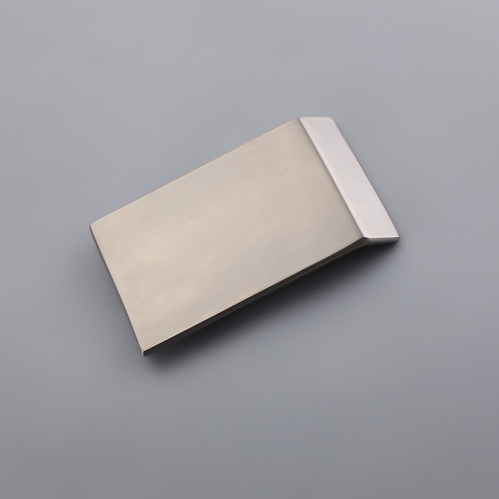 Brushed Nickel Widespread Bathroom Sink Faucet with Square Waterfall Spout and Double Handles