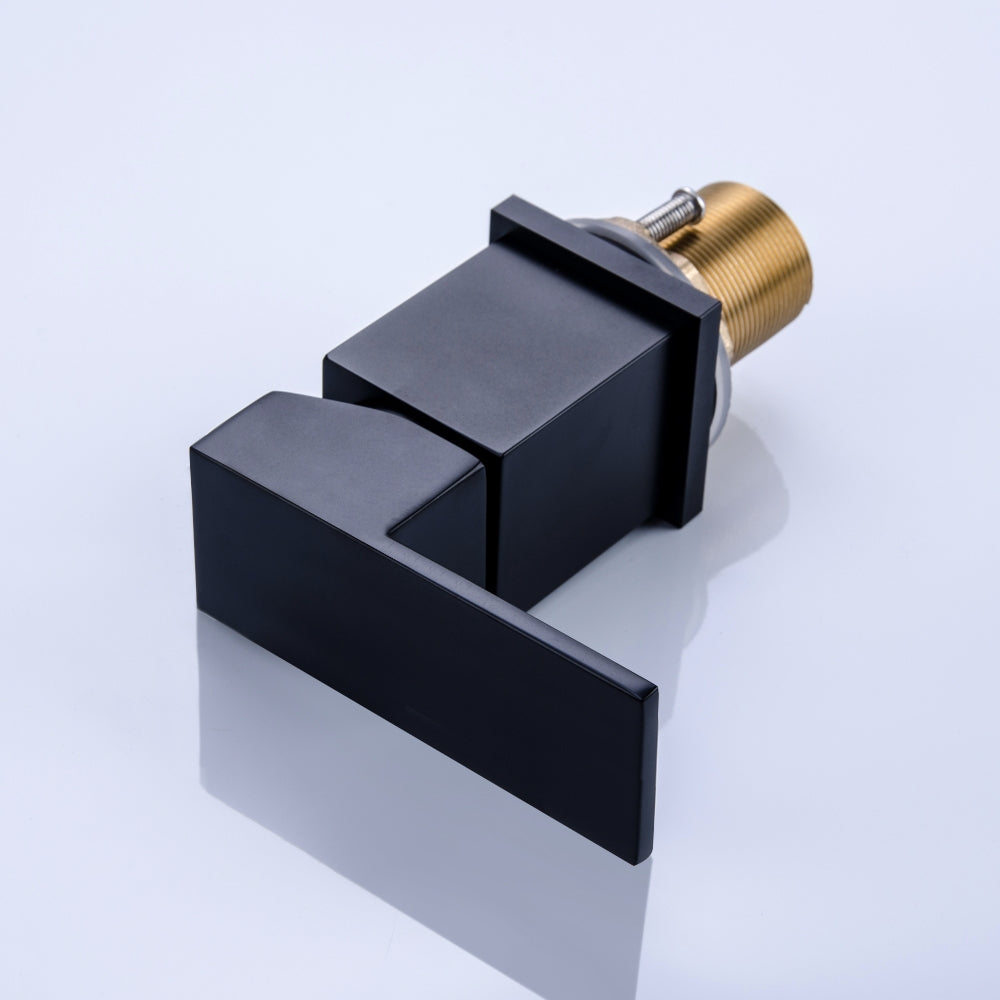 Modern 4-Hole Roman Tub Faucet with Double Handles & Hand Shower, Solid Brass