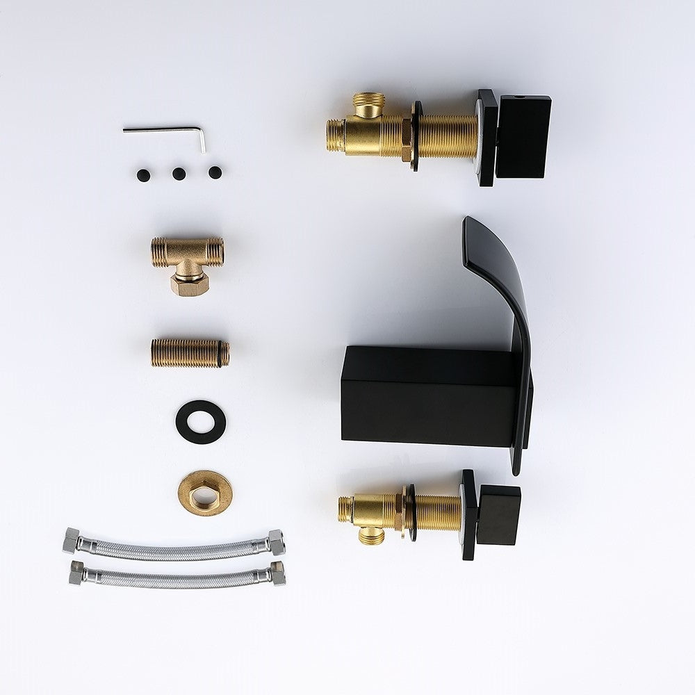 Matte Black Bathroom Sink Faucet, 2-Handle Solid Brass Construction