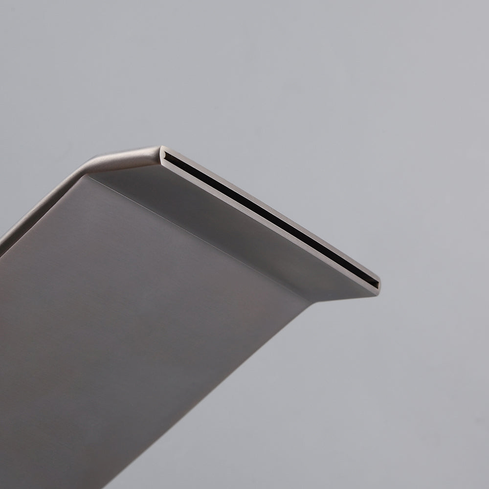 Brushed Nickel Widespread Bathroom Sink Faucet with Square Waterfall Spout and Double Handles