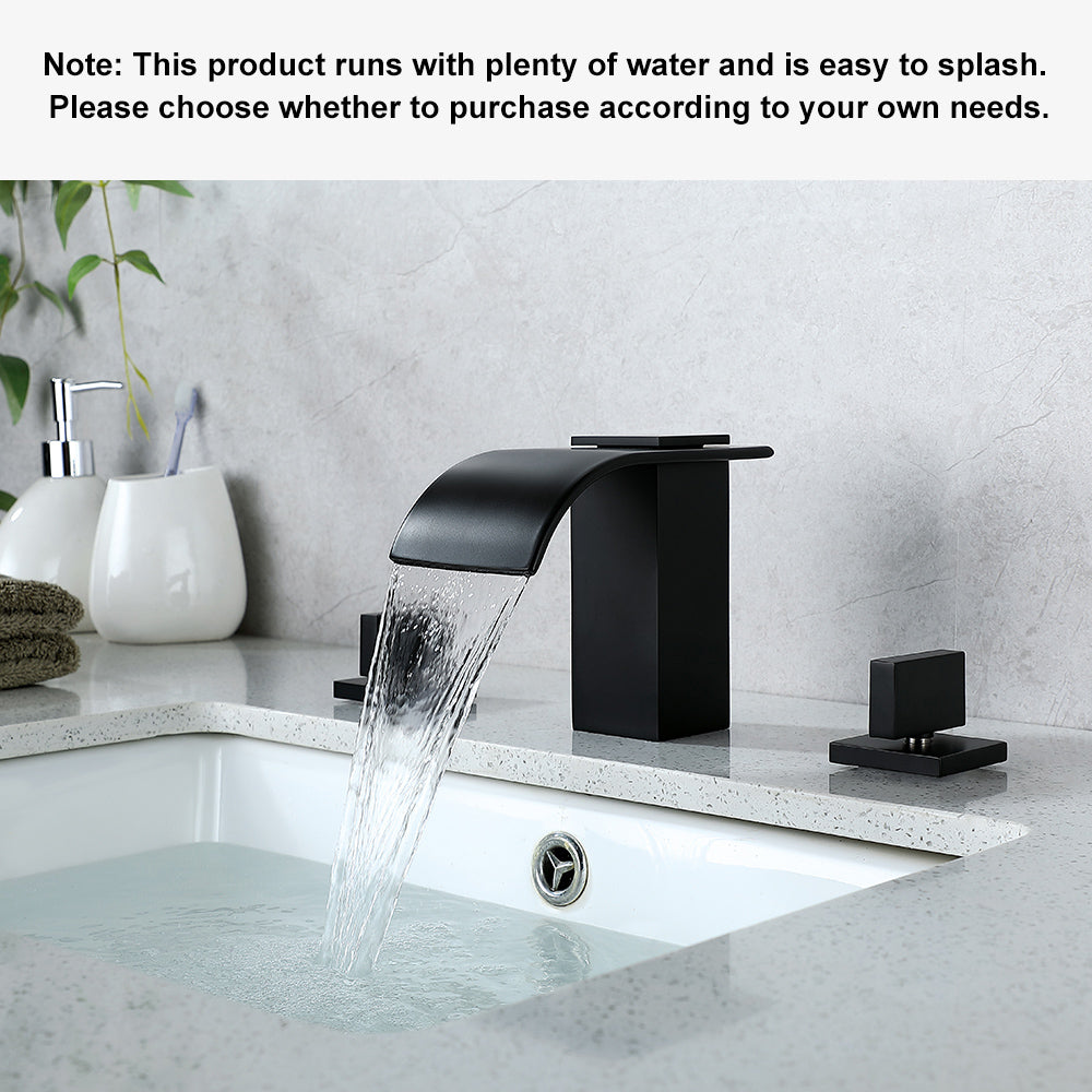 Matte Black Bathroom Sink Faucet, 2-Handle Solid Brass Construction