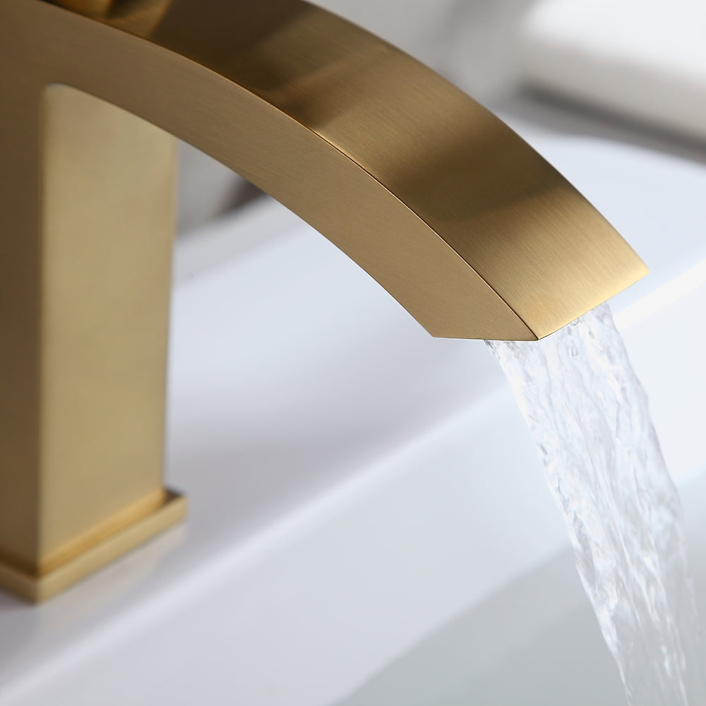 Single-Hole Deck-Mounted Sink Faucet, Gold Brushed Brass for Bathroom
