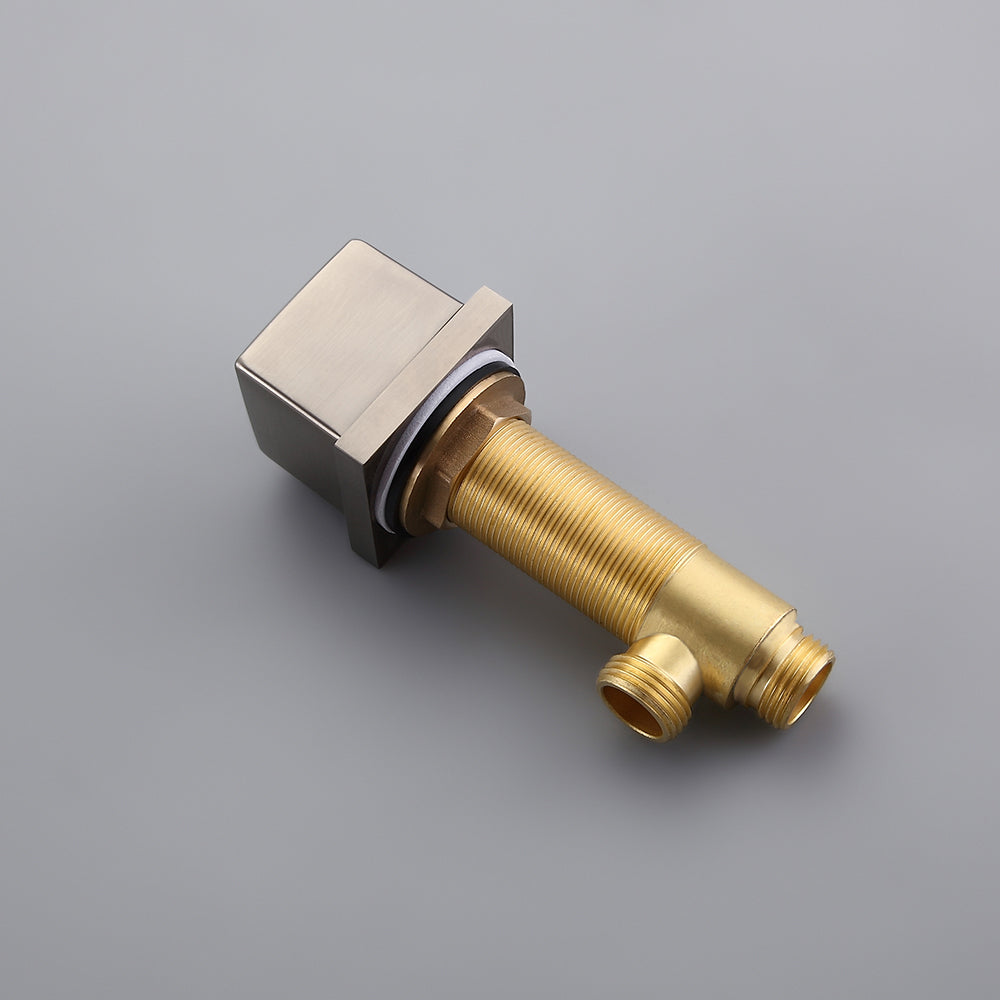 Brushed Nickel Widespread Bathroom Sink Faucet with Square Waterfall Spout and Double Handles