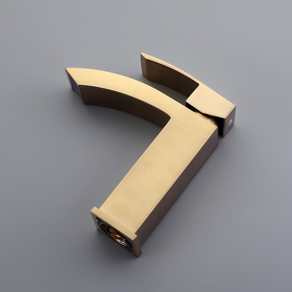 Single-Hole Deck-Mounted Sink Faucet, Gold Brushed Brass for Bathroom