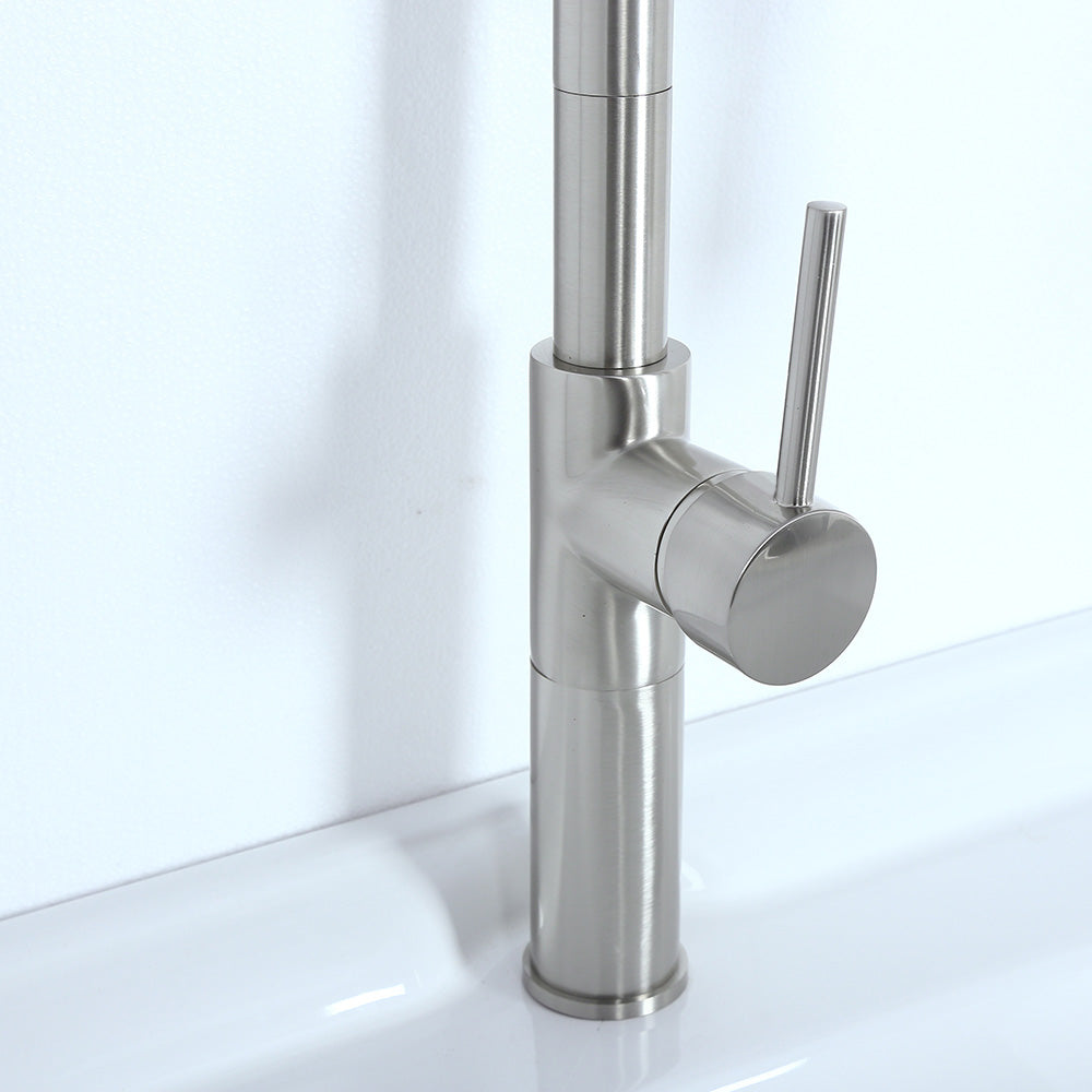 Brushed Nickel Kitchen Faucet with Single Hole, One-Handle, and Pull-Out Spout