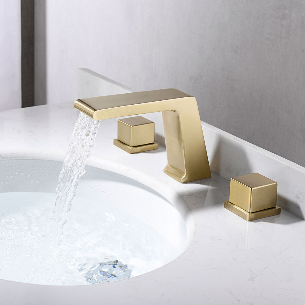 Brushed Gold Widespread Sink Faucet for Bathroom with Solid Brass Build