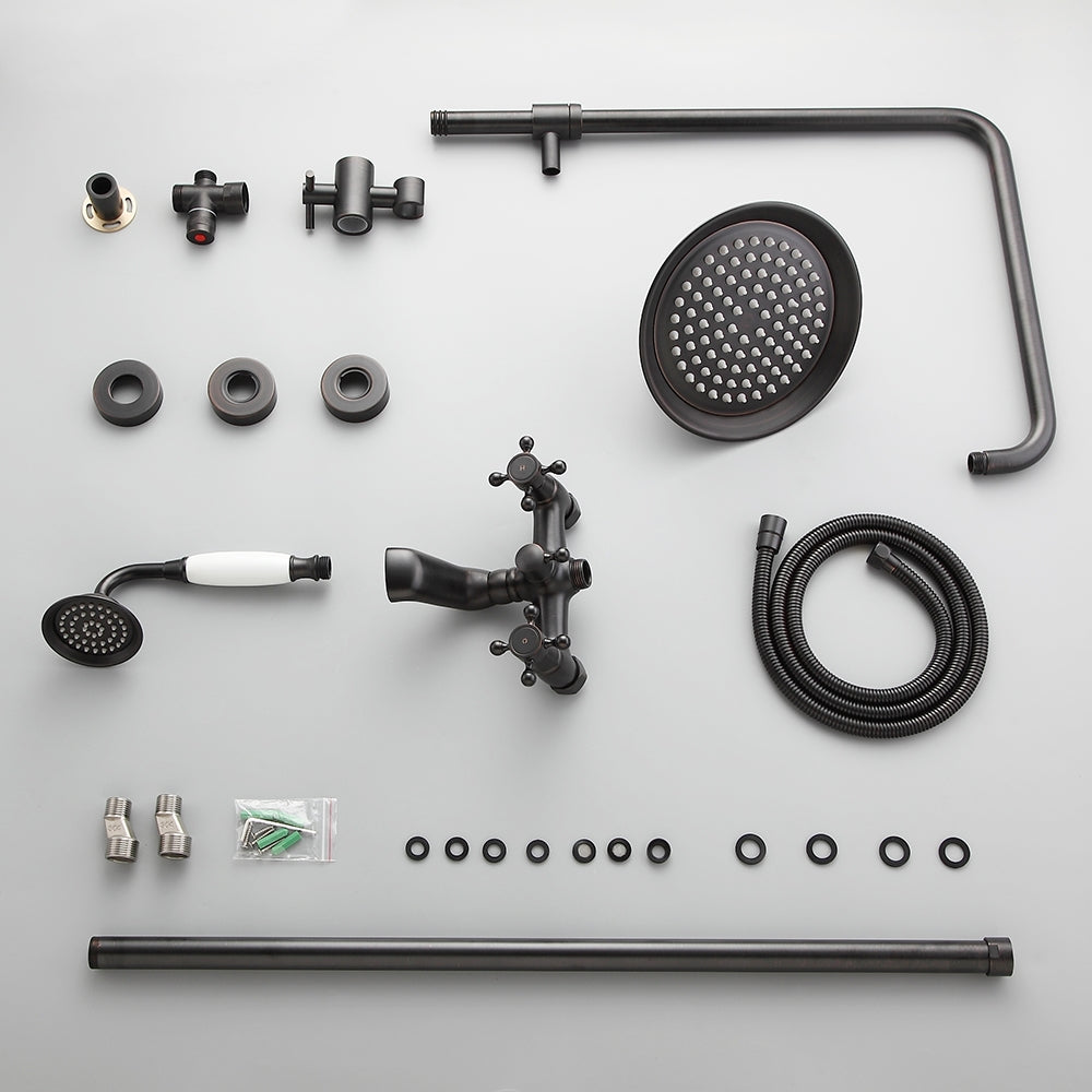 Antique Black Exposed Shower System with Handheld Showerhead