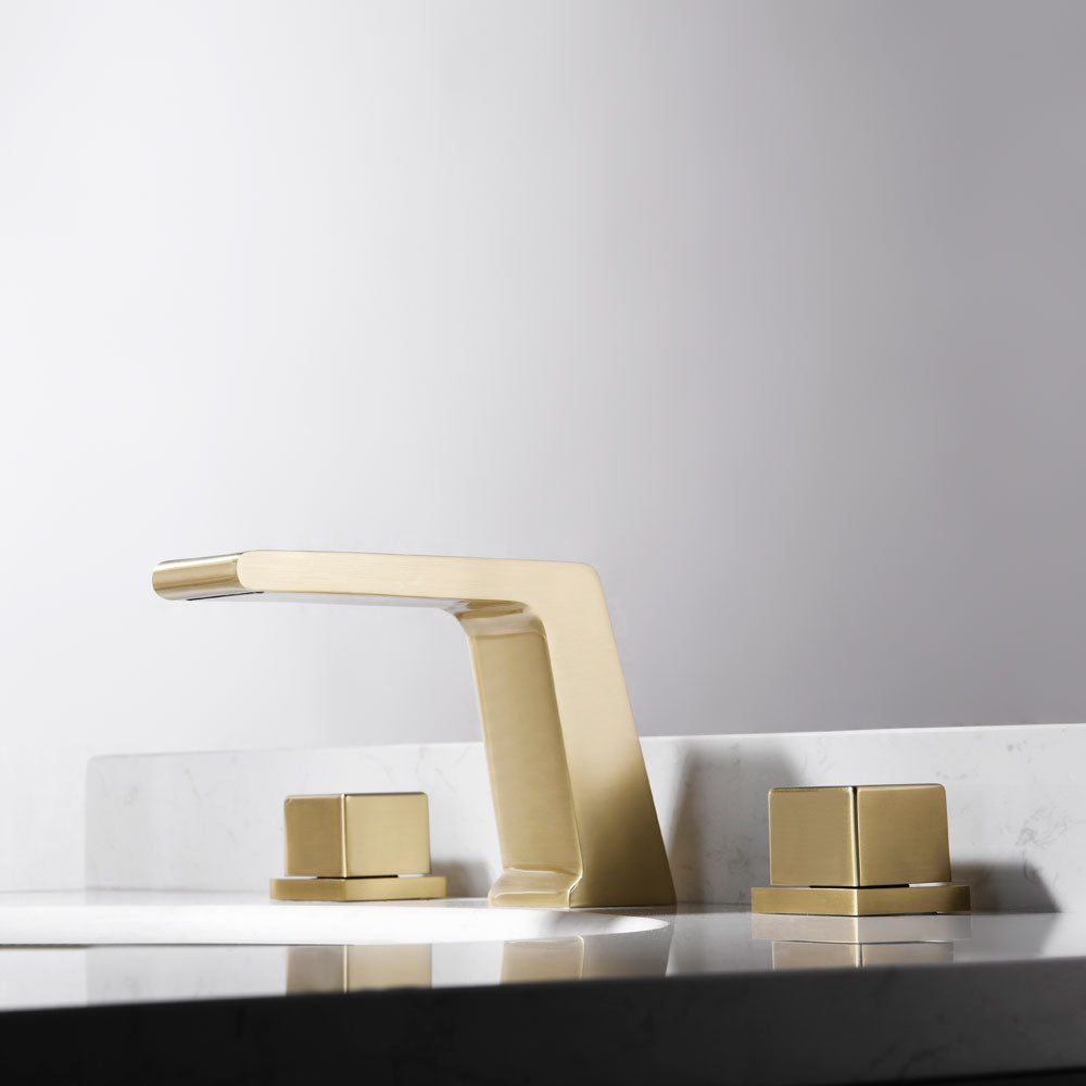 Brushed Gold Widespread Sink Faucet for Bathroom with Solid Brass Build