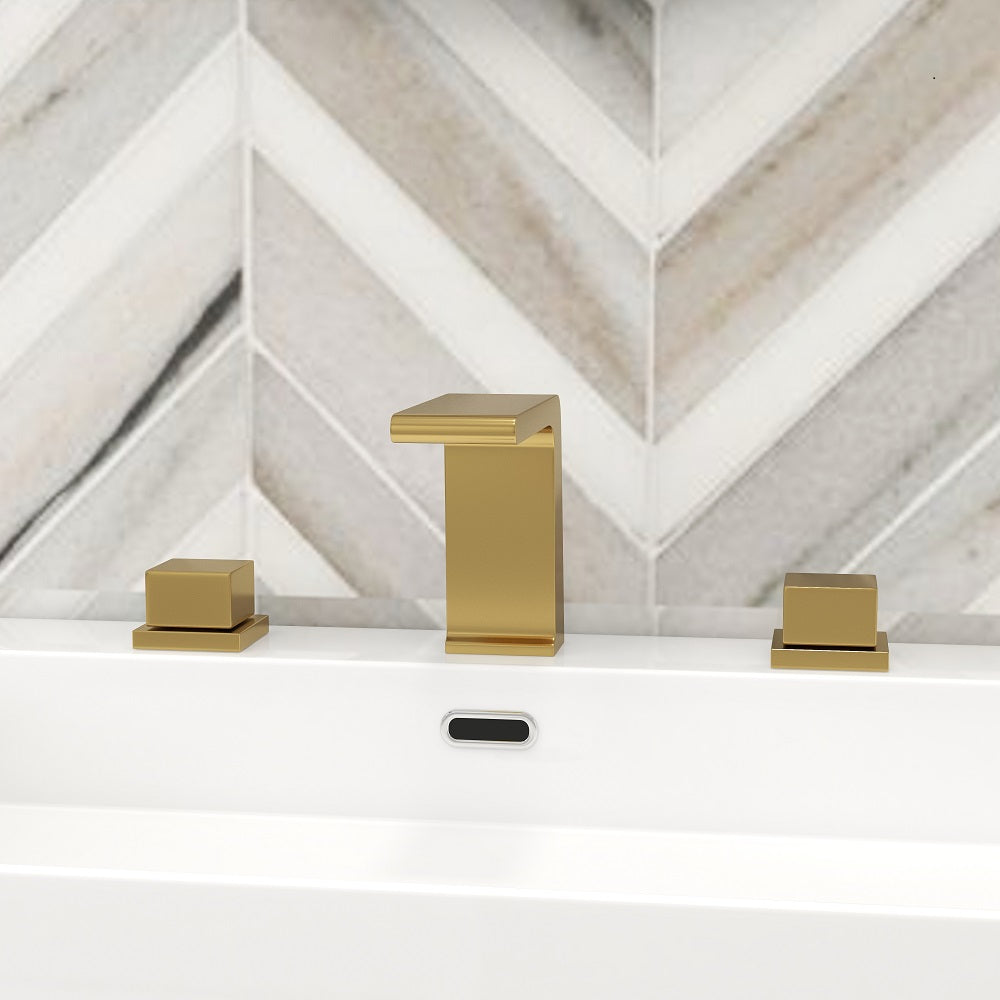 Brushed Gold Widespread Sink Faucet for Bathroom with Solid Brass Build