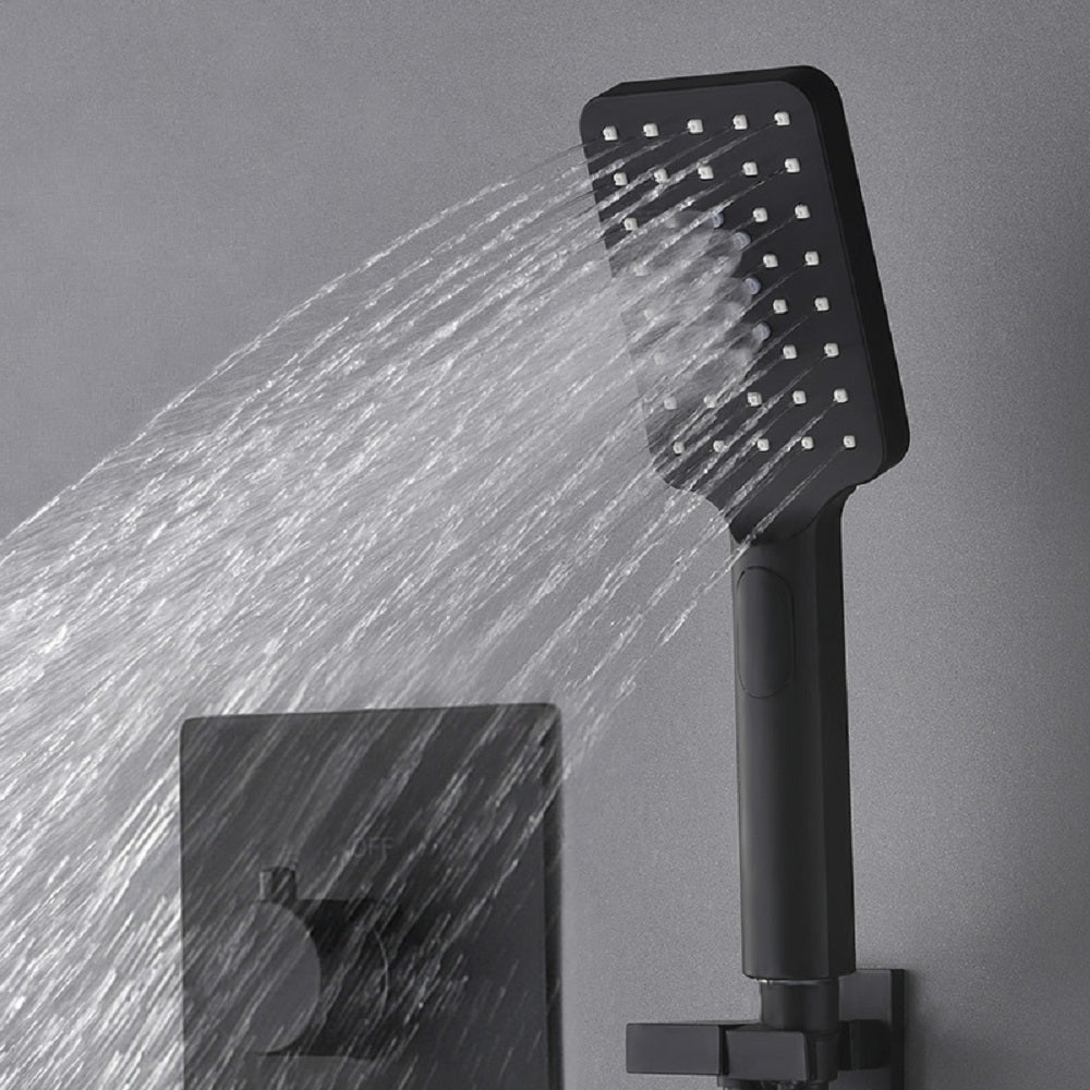 20" Black Thermostatic Shower System Featuring Handheld Shower and Three Body Jets