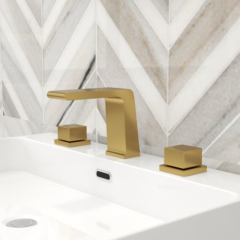 Brushed Gold Widespread Sink Faucet for Bathroom with Solid Brass Build