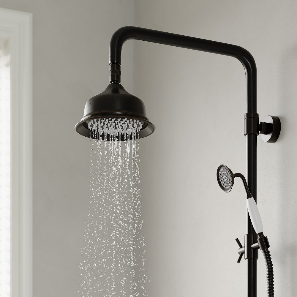 Antique Black Exposed Shower System with Handheld Showerhead