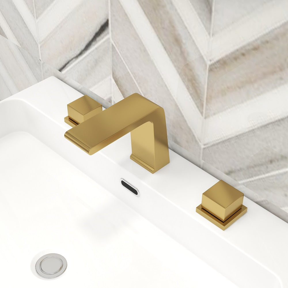 Brushed Gold Widespread Sink Faucet for Bathroom with Solid Brass Build