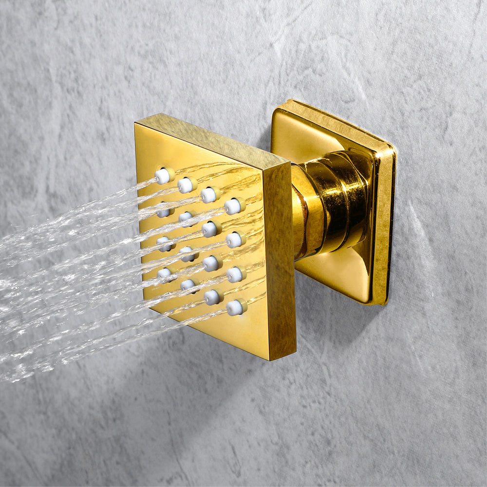 23" Gold Thermostatic Wall-Mounted Shower System with Four Functions