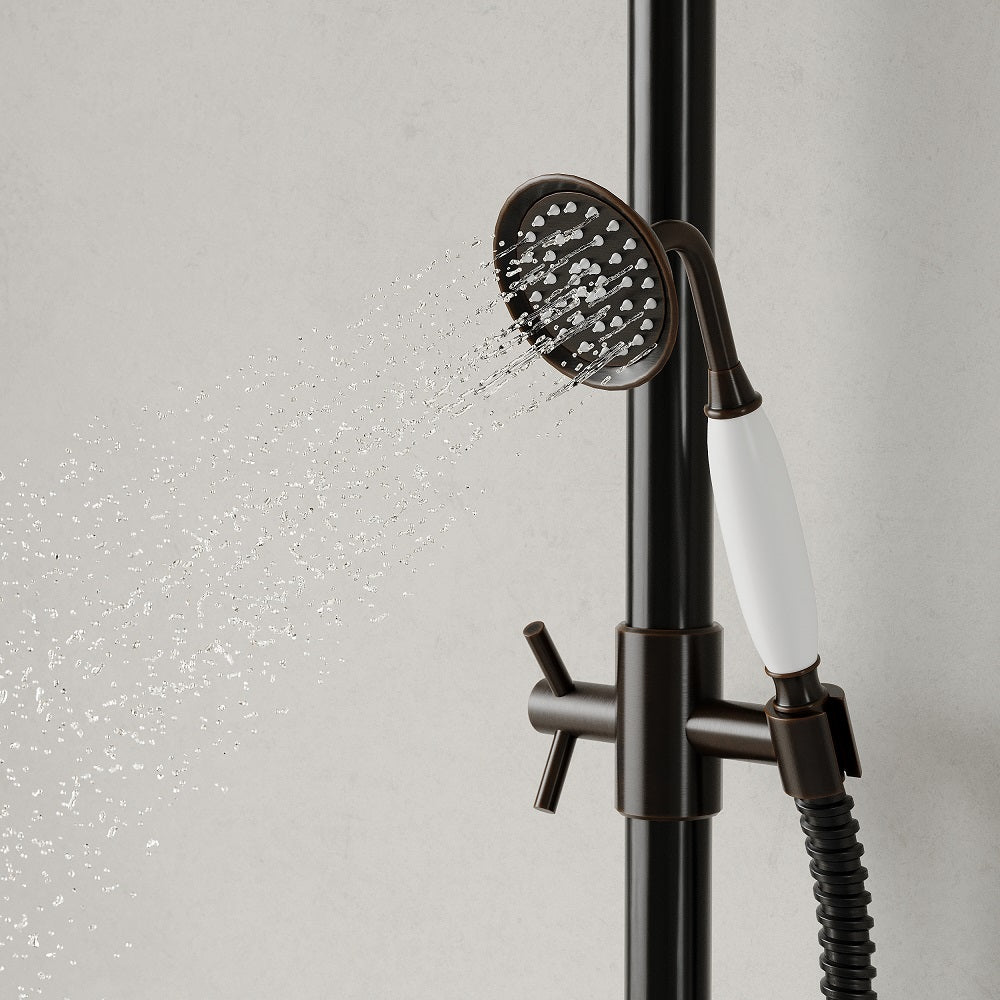 Antique Black Exposed Shower System with Handheld Showerhead