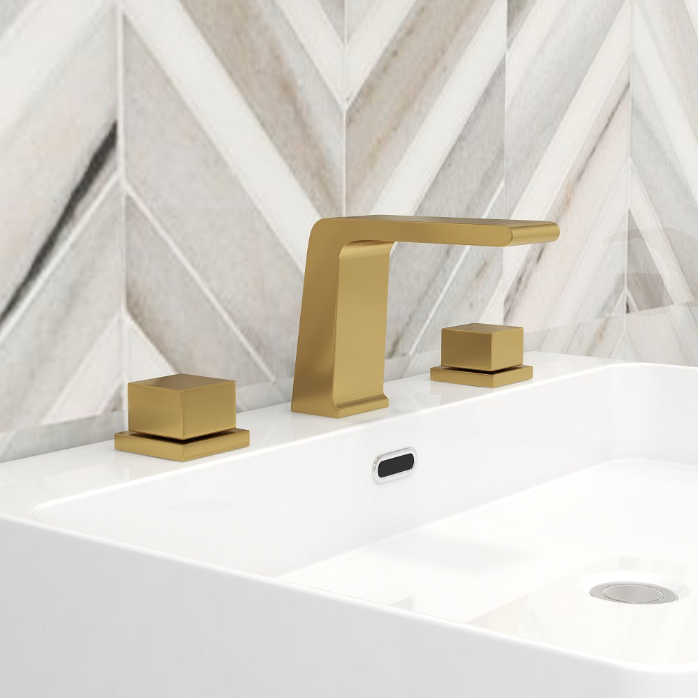 Brushed Gold Widespread Sink Faucet for Bathroom with Solid Brass Build
