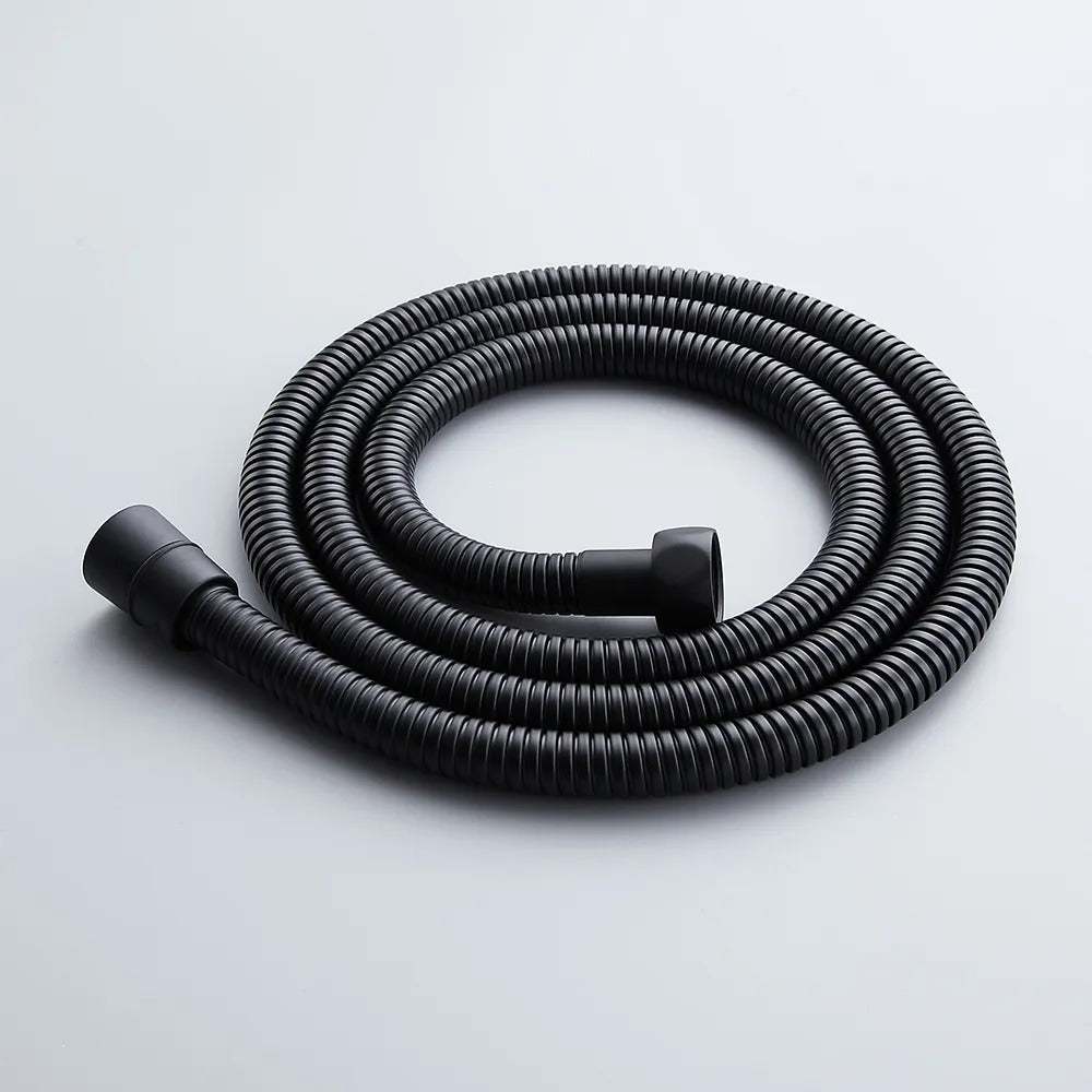 Matte Black Wall-Mounted Thermostatic Shower System with Waterfall and 3 Body Sprays