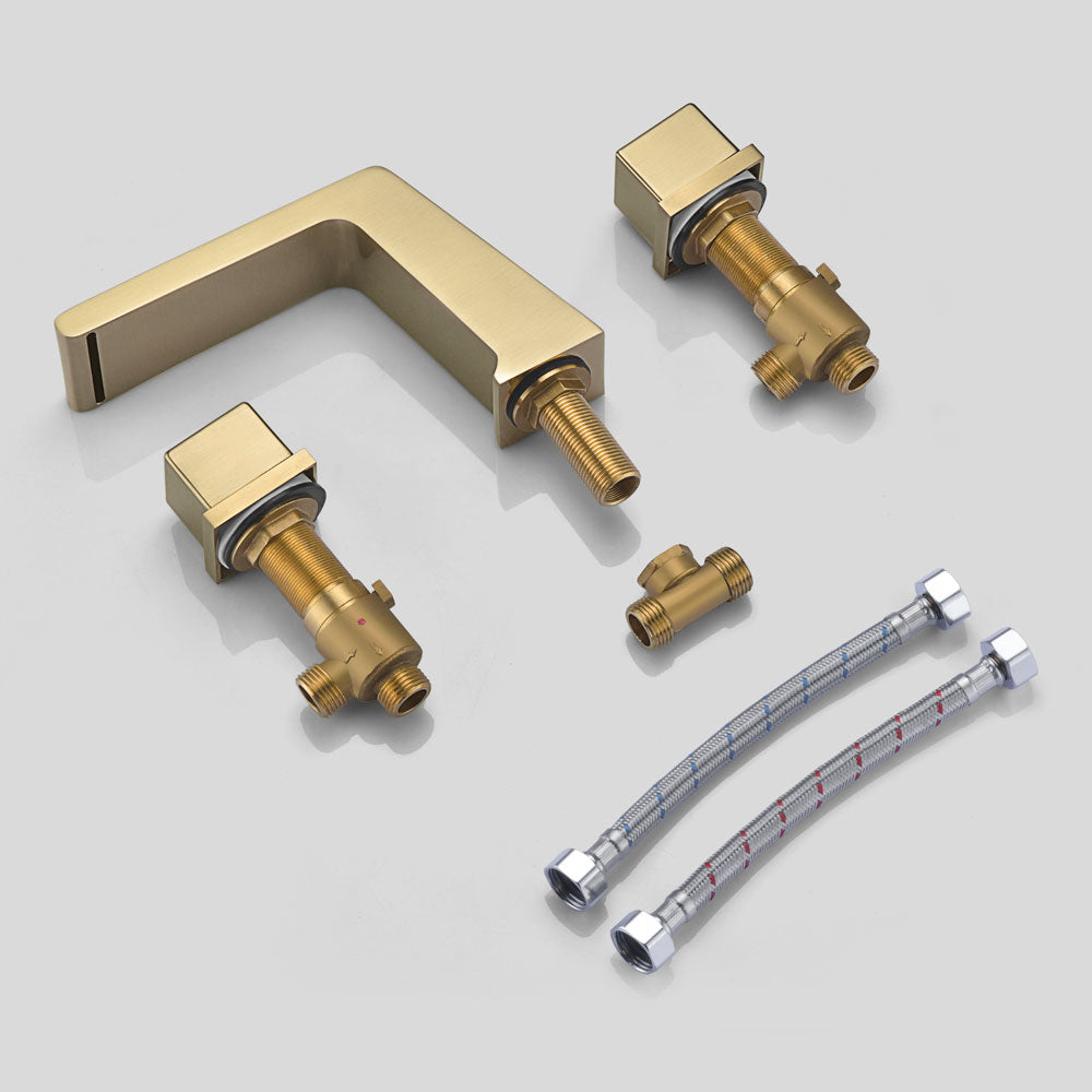 Brushed Gold Widespread Sink Faucet for Bathroom with Solid Brass Build