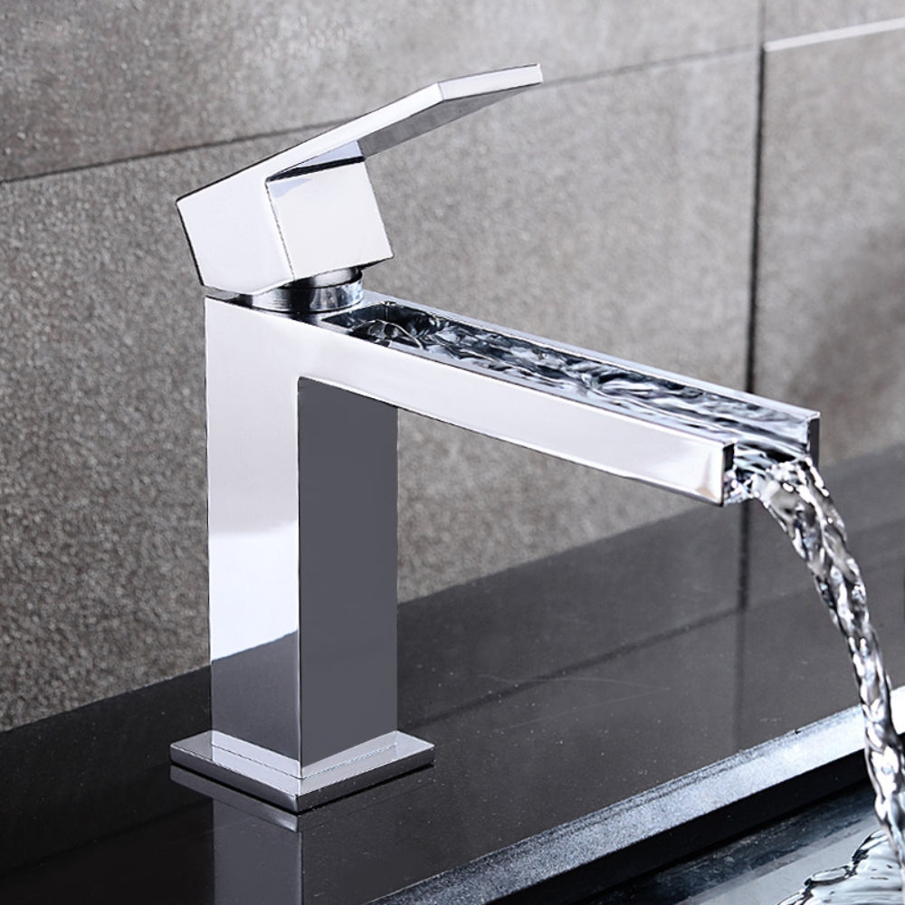 Modern Polished Chrome Waterfall 1-Hole Faucet for Vessel Sinks