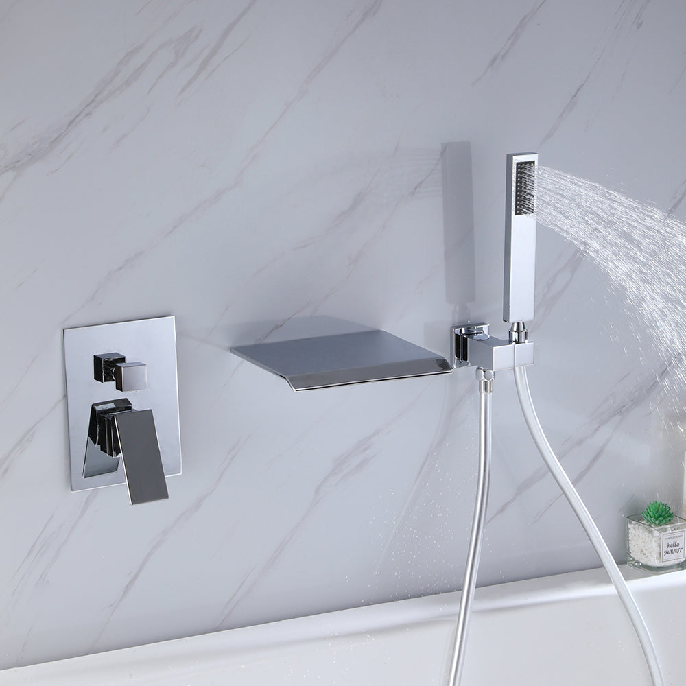 Solid Brass Single-Handle Wall-Mount Tub Faucet, Polished Chrome Finish