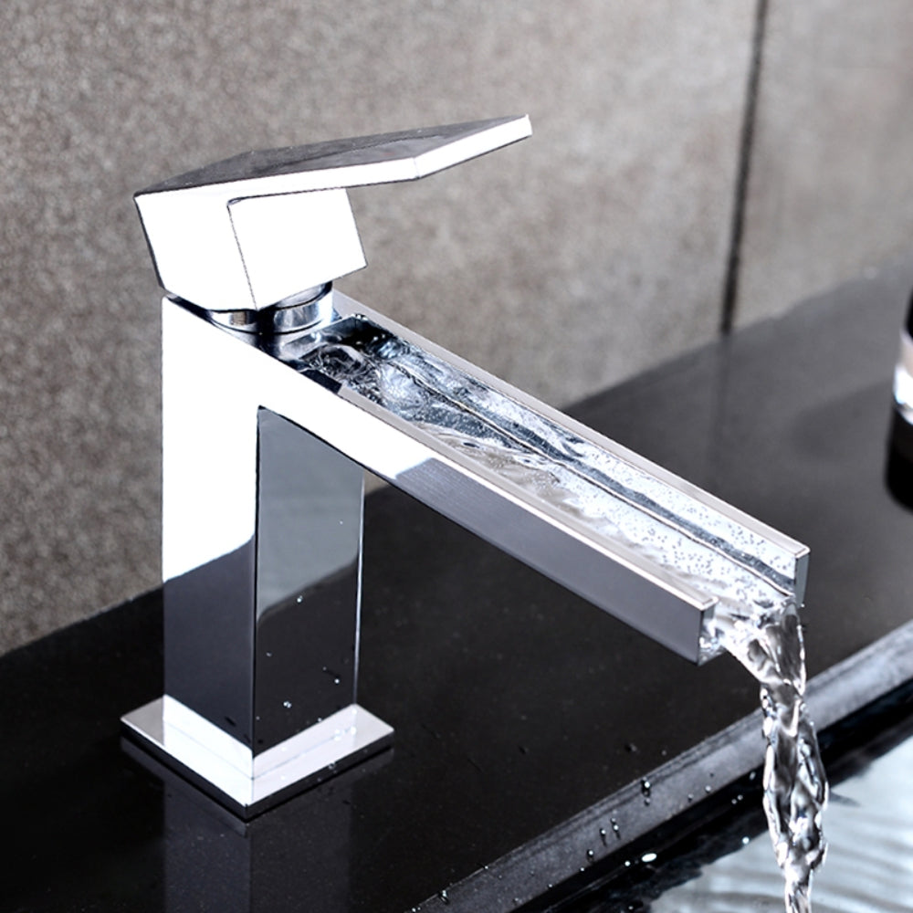Modern Polished Chrome Waterfall 1-Hole Faucet for Vessel Sinks