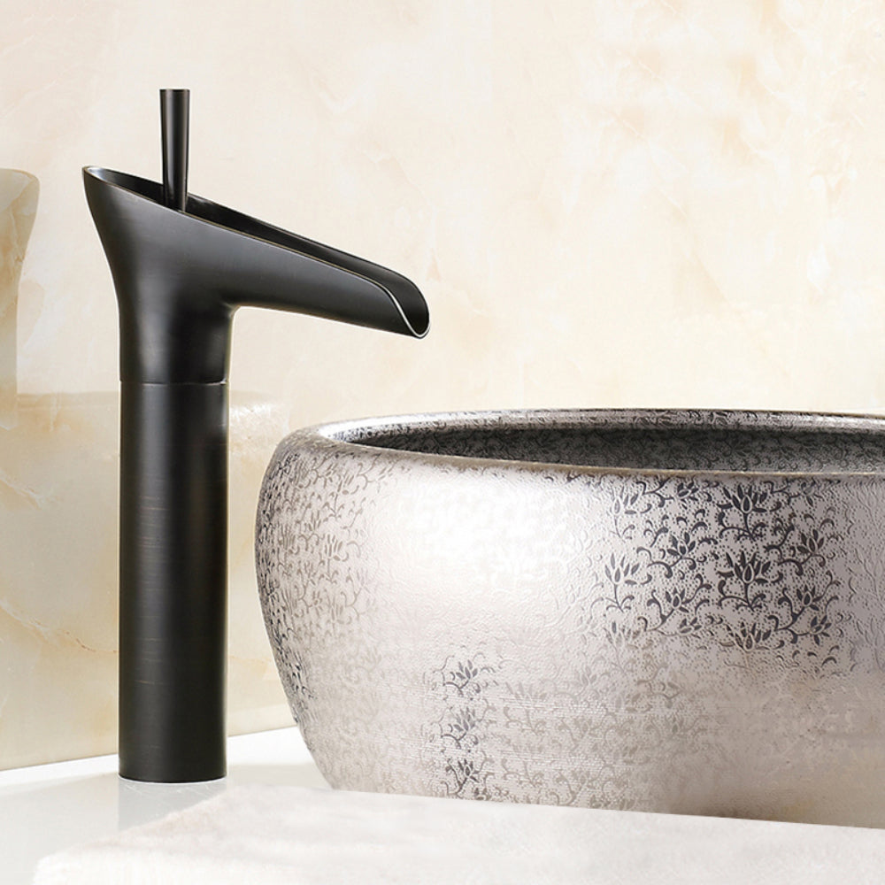 Classic Solid Brass 1-Hole Single-Handle Waterfall Vessel Sink Faucet