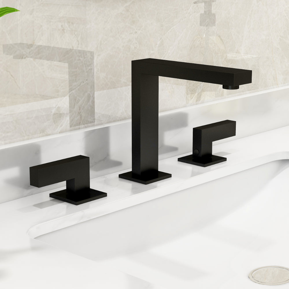Widespread Black Sink Faucet, Double-Handle Solid Brass, Bathroom Edition
