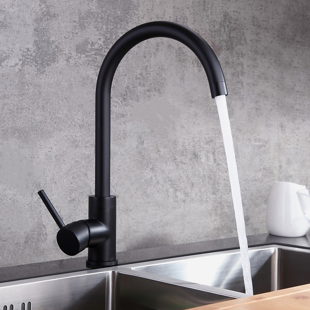 Black High Arc Kitchen Faucet with Single Handle, Stainless Steel, Single Hole Design