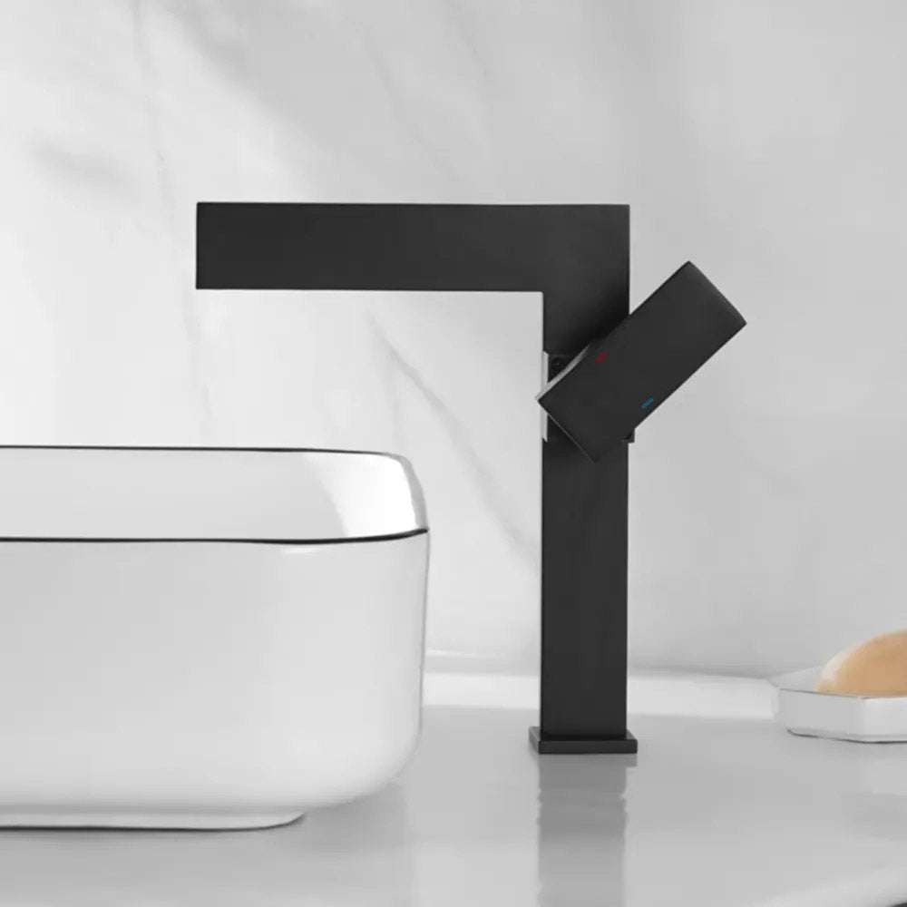 Black Ultra-Thin Single-Handle Waterfall Vessel Sink Faucet, Solid Brass