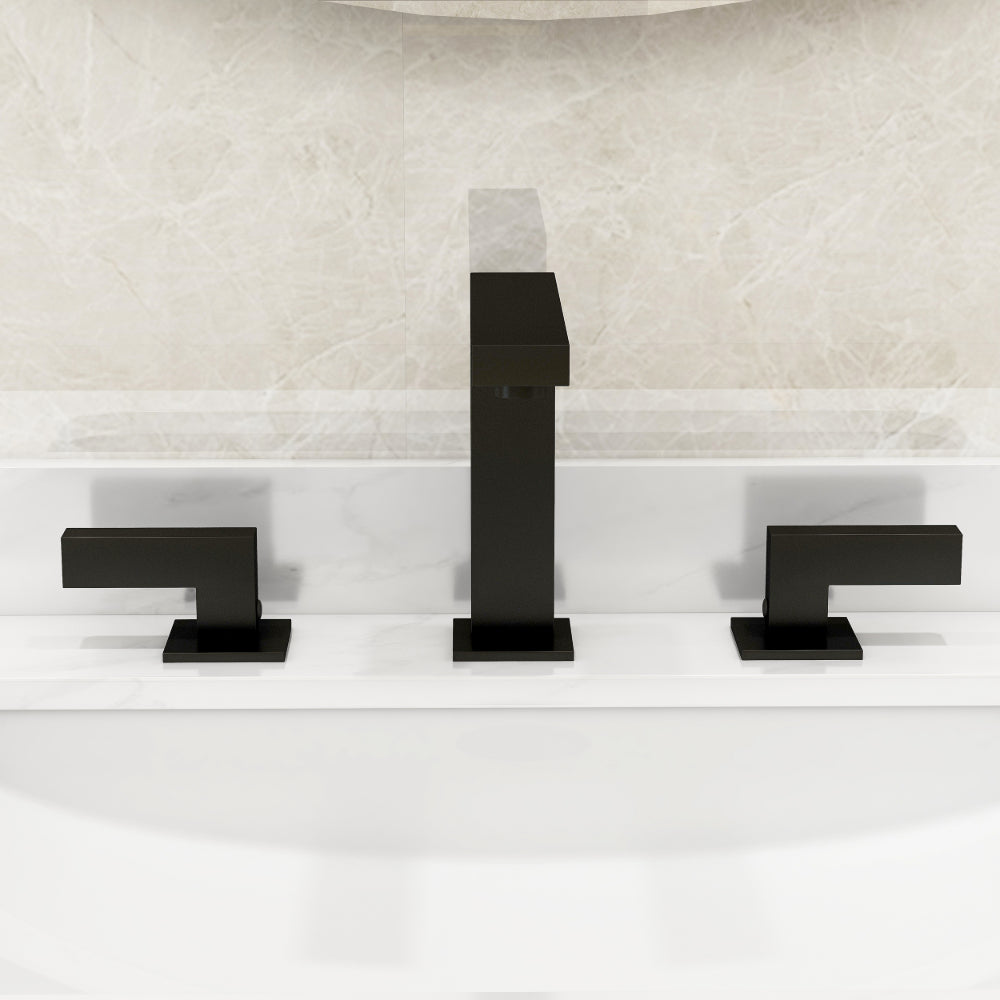 Widespread Black Sink Faucet, Double-Handle Solid Brass, Bathroom Edition