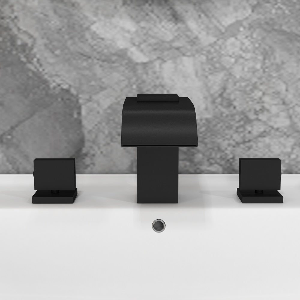 Matte Black Bathroom Sink Faucet, 2-Handle Solid Brass Construction