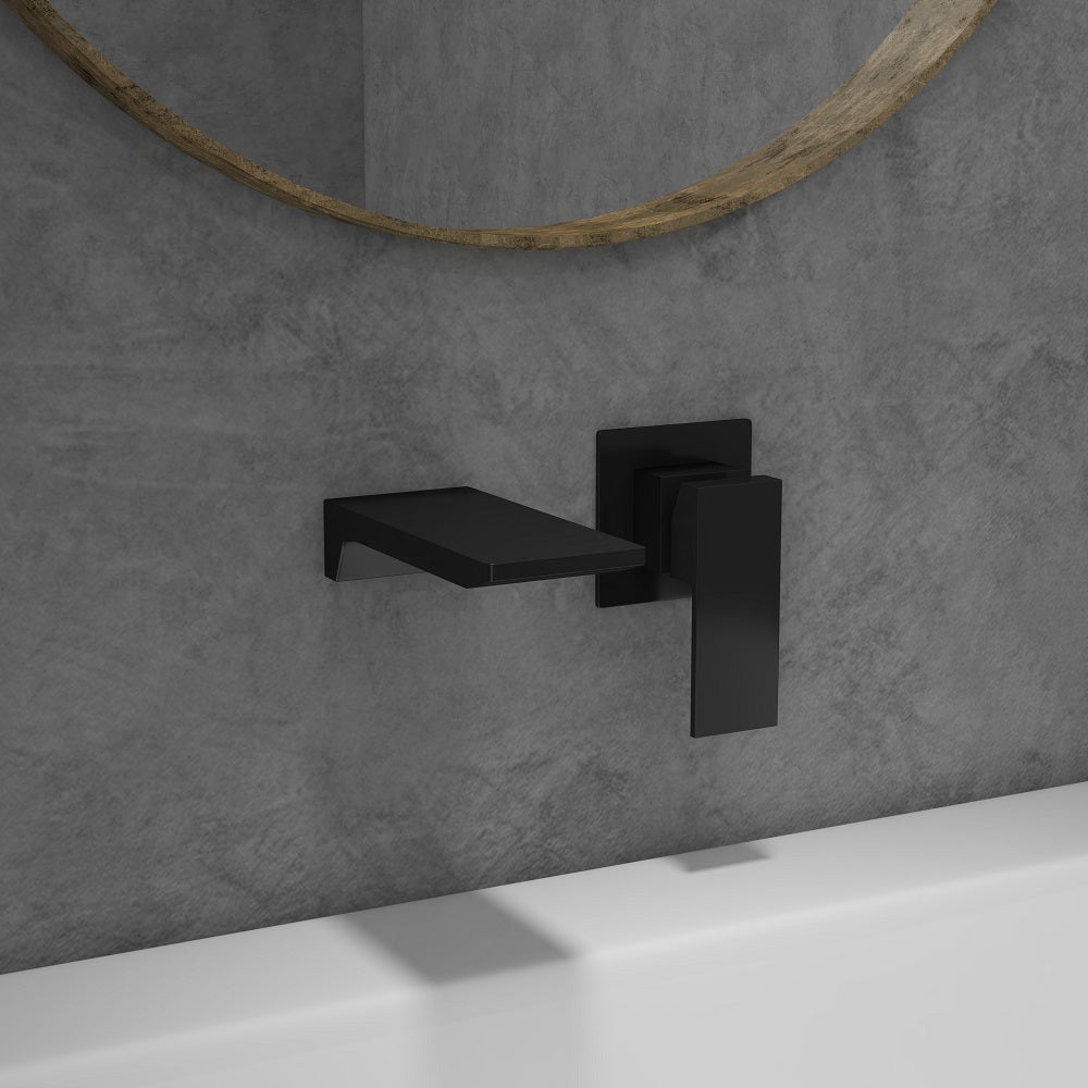 Sleek Black Waterfall Sink Faucet, Wall-Mounted, Single-Handle