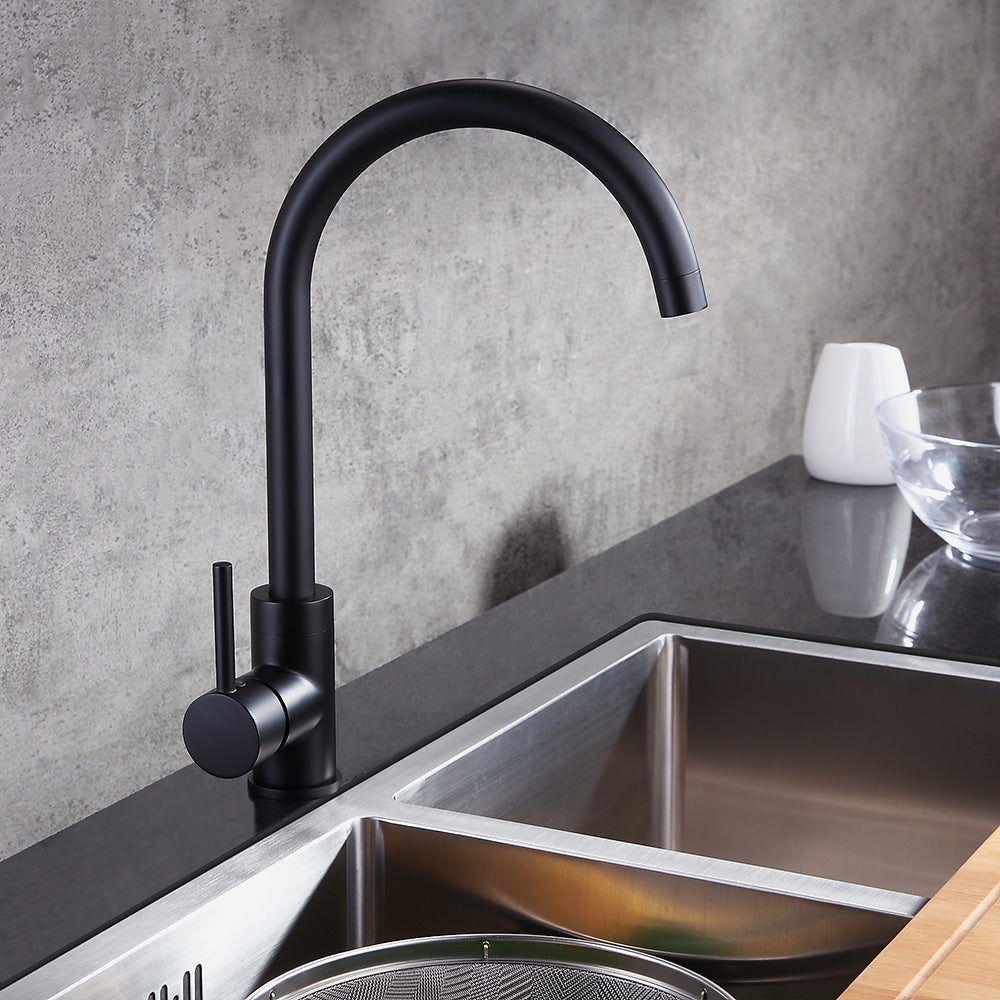 Black High Arc Kitchen Faucet with Single Handle, Stainless Steel, Single Hole Design