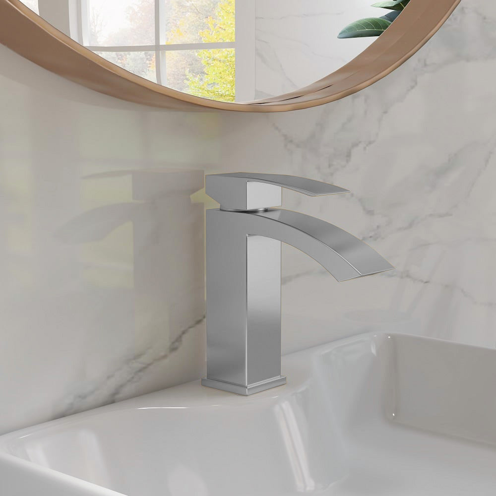 Single-Hole Deck-Mounted Sink Faucet, Gold Brushed Brass for Bathroom