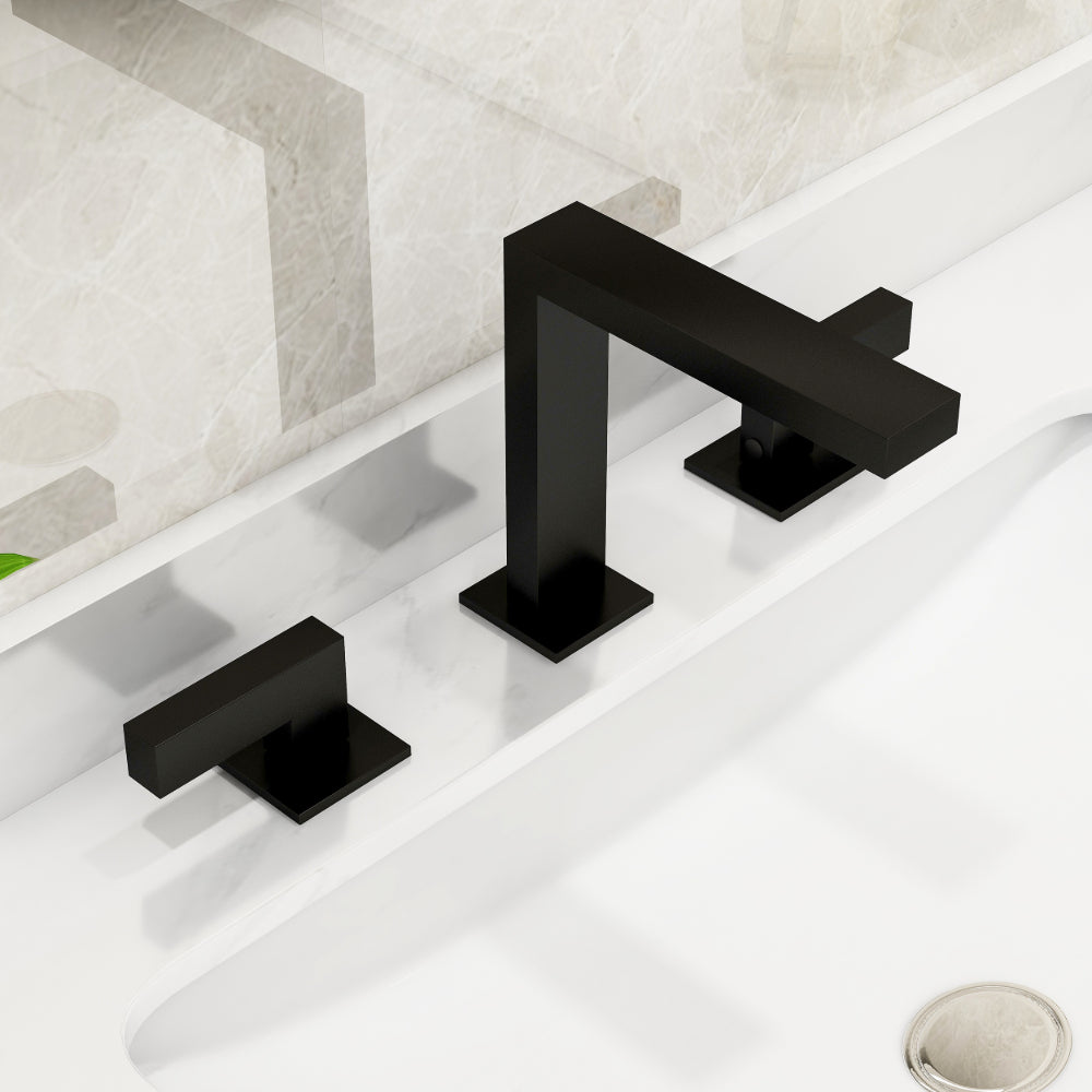 Widespread Black Sink Faucet, Double-Handle Solid Brass, Bathroom Edition