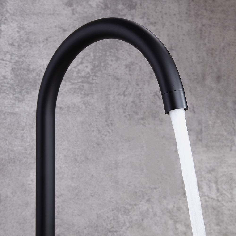 Black High Arc Kitchen Faucet with Single Handle, Stainless Steel, Single Hole Design