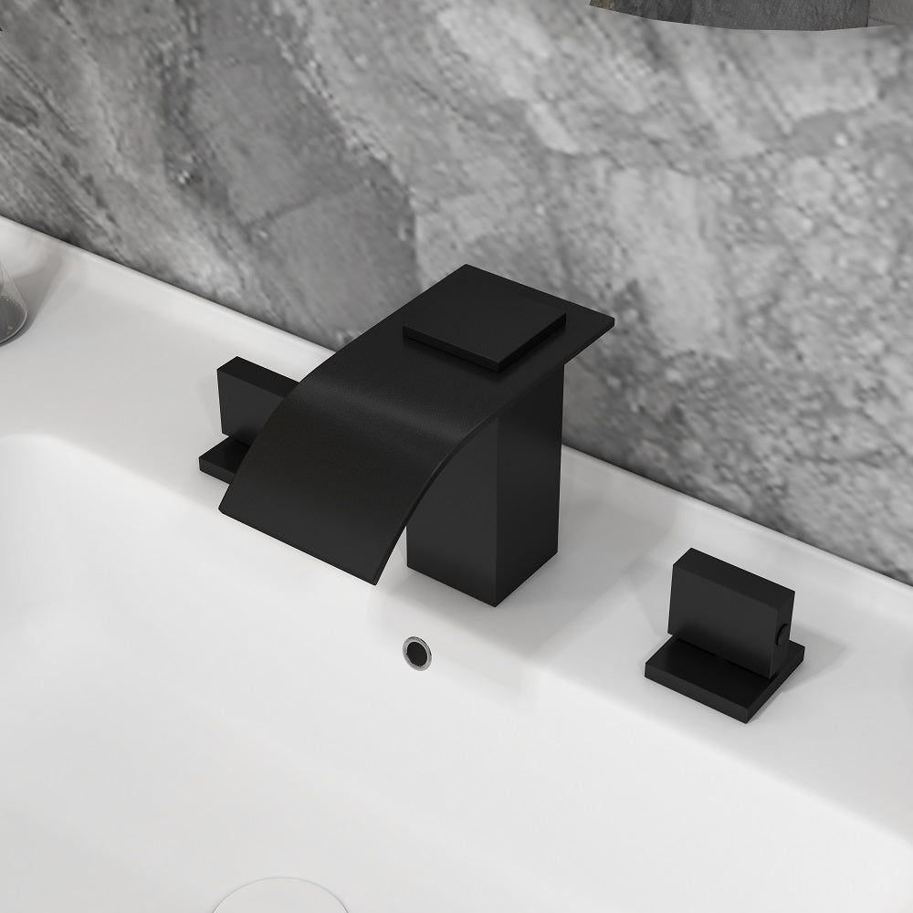 Matte Black Bathroom Sink Faucet, 2-Handle Solid Brass Construction
