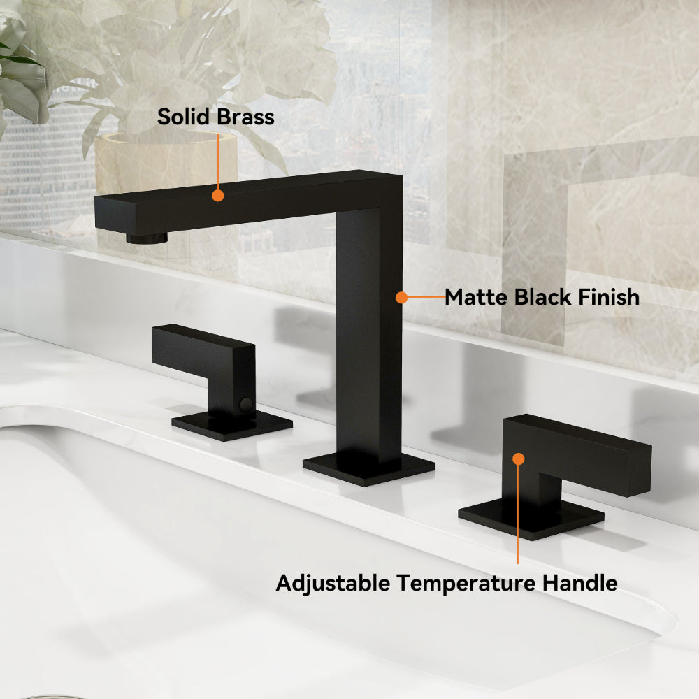 Widespread Black Sink Faucet, Double-Handle Solid Brass, Bathroom Edition